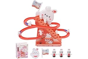 Maycoly Kaninchen Rennbahn Spielzeug,Doppelschleifenbahn Rutsche Kaninchen Achterbahn Spielzeug mit Licht und Musik,Kletterspielzeug Lernspielzeug für Jungen und Mädchen ab 3 Jahren
