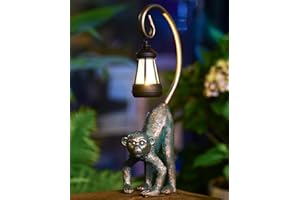 Yeomoo Figurki ogrodowe małpy, dekoracja z lampami solarnymi, do użytku na zewnątrz, dekoracja ogrodu: małpa z solarnym łańcuchem świetlnym, dekoracja salonu, wodoodporna, dekoracja ogrodowa, prezent