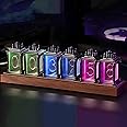 NALACAL Nixie Tube Clock, with RGB LED, DIY Date and Time Display, Power-Off Memory, Multiple Modes, 12/24 Hour Switch – USB Tube Clock for Gift and Decoration