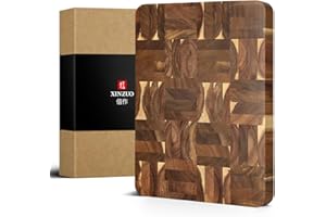 XINZUO Drewno akacjowe w desce do krojenia - profesjonalna i domowa kuchnia drewniana taca do krojenia i serwowania - z antypoślizgowymi nóżkami - grubsza i wyższa - do krojenia chleba, mięsa lub