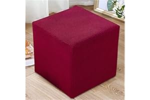 AQIGR Square Ottoman Slipcover Footstool Protector Covers Stool Ottoman Covers Stretch with Elastic Bottom, Feature Textured Checked Fabric Machine Washable (Color : #6, Size : 40X40CM)