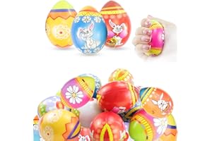 Quxvena 12 Bunte Superweiche Squeeze Ostereier, Ostereier Stressball Spielzeug für Kinder und Erwachsene, Antistressball, perfekte kleine Ostergeschenke