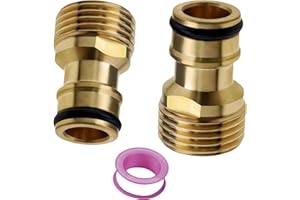 AKIUHEN 2-teiliger Wasserhahn Adapter, G1/2 Außengewinde Anschluss, 1/2 Zoll Schlauchanschluss, Messing Schlauchanschluss, Gartenschlauch Wasserhahn Adapter