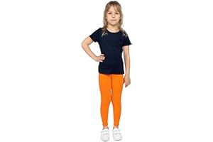looksy Leggings per Ragazze Tessuto di Cotone Traspirante Lunghezza alla Caviglia Colori Classici Vivaci Tinta Unita Abbigliamento Sportivo per Bambini Taglie per la Danza Scolastica 3-13 Anni