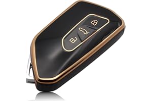 ‎FOAMO FOAMO Autoschlüssel Hülle kompatibel mit VW, SEAT, Skoda, Cupra - Silikon Schutzhülle für Autoschlüssel - Schwarz Gold