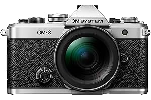 OM SYSTEM Cámara de Sistema OM-3 Micro Cuatro Tercios, Sensor apilado BSI de 20 MP, estabilización de Imagen de 5 Ejes, Plateada con Objetivo M Zuiko Digital 12-45 mm, f4.0 Pro