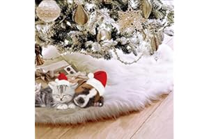 UHAPEER Plush Christmas Tree Skirts Decoration, Christmas Tree Skirt Decoration, White, 90 cm