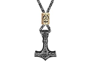 JeweBella Collar Colgante Mjolnir Vikingo Hombre Acero Inoxidable Nórdico Collar Colgante Martillo de Thor con Nudo Celta Hombre Vikingos Joyería Regalo Negro/Plata