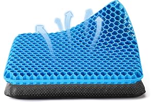 Dyserbuy Honeycomb Cushion, Orthopaedic Gel Seat Cushion for Pressure Relief, Memory Foam Cushions for Office Chairs, Car, and Wheelchair, Coccyx Support, Non-Slip (Blue)