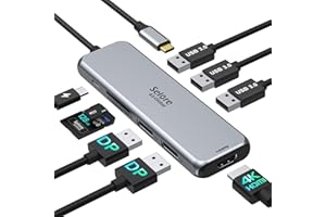 ‎SELORE&S-GLOBAL USB C Dual Displayport Docking Station,9 in 1 Laptop Docking Station Triplr Display mit 2 DP, HDMI, 3*USB 3.0,100W PD,SD & TF Slot,USB C Multiport Adapter Hub für Dell HP Thunderbolt Laptops