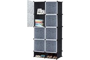 ‎LILIIN LILIIN Kleiderschrank, Tragbarer Regalsystem, 8 Würfel Schrank aus Kunststoff, DIY Schlafzimmerschrank Portable Garderobe für Kleidung, Bücher, Spielzeug 157 x 70 x 35cm