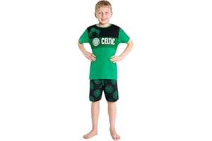 Celtic F.C. Boys Sports Fan Short Pyjamas Set, Cotton Lounge Wear - Gifts for Boys