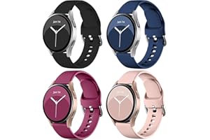 SEWOWIBO 4 PACK Watch Band Compatible with Samsung Galaxy Watch 4 Band 40mm 44mm,Galaxy Watch 4 Classic Band 42mm 46mm,20mm Adjustable Silicone Sport Strap Replacement Band for Galaxy Watch 4/5 Men Women,Small