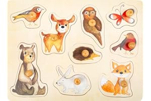 11499 Set Puzzle di Animali della Foresta Small Foot, in Legno con Motivi di Animali Carini, dai 12 Mesi