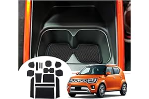 GAFAT Suzuki Ignis 2017-2022 2023 Non-Slip Mats, Rubber Mats for Car Centre Console Armrest, Drink Holder, Door Slots (Black)