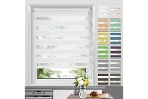 Allesin Tende a Rullo per Interni doppio strato senza foratura Bianco 55l x 120A cm, Tenda a Rullo Facile Installazione per Finestra o Porta, Trasparente & Oscurate per Soggiorno Ufficio