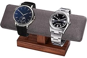 TINGSING Walnut Watch Stand T-Bar Watch Holder Faux Suede Watch Rack Bracelet Display Stand Jewelry Organizer for Watches, Braceletes, Watch Stand for Men, Men's Gift on Christmas,Gray