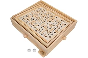SERLIUM Labirinto Gioco da Tavolo,Gioco in Legno con 2 Palline,Modalità di Gioco Interattiva,Giochi di Abilità e Equilibrio,Labirinto Gioco Scacchiera per Bambini Giovani Adulti Prevenzione della Demenza