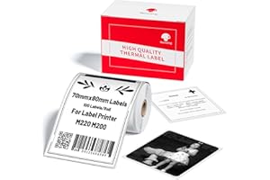 Memoking Białe etykiety termiczne kompatybilne z drukarkami etykiet M200, M220, M221 Bluetooth, 70 mm x 80 mm (2 3/4 "x 3 1/8"), 100 etykiet na rolce, na adres/kod kreskowy