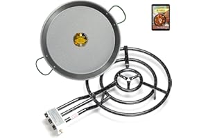 COMBOI Poêle à paella au gaz butane 60 cm, poêle à paella 70 cm et livre de recettes numérique, brûleur à gaz à trois fils.