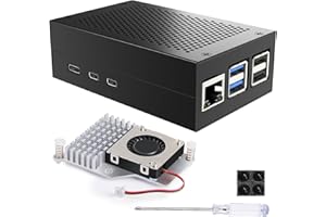 Miuzei Boîtier pour Raspberry Pi 5 avec Ventilateur Actif Officiel, Boîtier en Aluminium avec Maillage Métallique pour Refroidissement,Case pour Raspberry Pi 5 4go 8go.