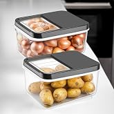 Meleni Home 2'li 16 Litre S&uuml;rg&uuml;l&uuml; Kapak Sebzelik, Patates Soğan Saklama Kabı, Erzak Saklama Kabı-antrasit