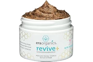Era Organics Microdermabrasion Facial Scrub & Face Exfoliator - Spa Quality Exfoliating Face Mask with Manuka Honey & Walnut - Moisturizing Facial Exfoliant for Dry Skin, Blackheads, Wrinkles, Acne +