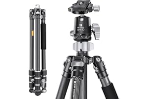 K&F Concept X-Series 68 inch/172cm Carbon Fiber Camera Tripod,Professional Photography Tripod with 30mm Metal Ball Head Load Capacity 12KG/26.4lbs for Indoor Outdoor Use X254C4+BH-30L