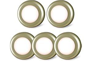 STAR-SPANGLED Mini Luce adesiva a batteria, Luce Notturna LED per Scale, Armadio, Sottopensile, Cucina, Corridoio, Camere per Bambini [Dorato, Bianca Calda, 5 Pezzi]