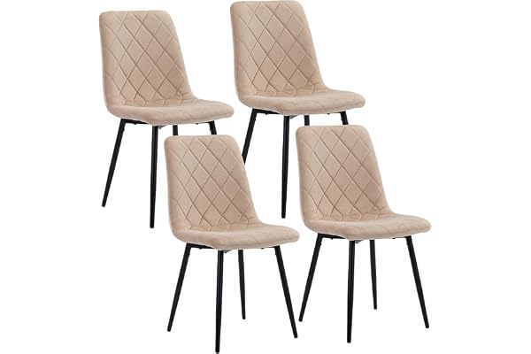 Relaxdays matstolar, 4-pack, sammet, metallben, 120 kg