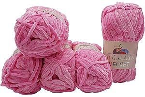 ILKADIM Himalaya Velvet 90009 - 5 ovillos de 100 gramos de lana de punto de microfibra de poliéster, lana de bebé, aterciopelada, 500 gramos, color rosa