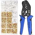 Wire Terminal Crimping Tool Kit, Qibaok Ratcheting Wire Crimper AWG 22-16(0.5-1.5mm²) with 500PCS Female Male Spade Connectors & Bullet Connectors Terminals
