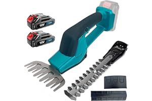 SQUAELTIRS Akku Heckenschere 18V, Ersatz für Makita 18V Akku, 2 in 1 Heckenschere akku Schnittbreite 13cm, Schnittlänge 22cm, mit 2 x 3.0AH Akku und Ladegerät, für Rasen- und Gartengestaltung