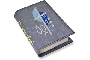 SL-STORE GBR Gotteslob Gotteslobhülle Kreuz 2 blau Filz bestickt hellgrau weiß dunkelgrau lila blaugrau (blaugrau)