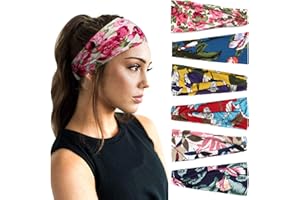 DRESHOW 6 Pack Headbands for Women Vintage Boho Head Wrap Elastic Hair Bands Cute Hair Accessories