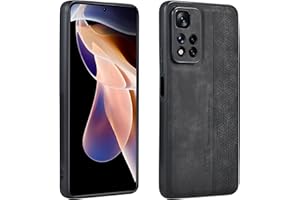 XINYEXIN Funda para Xiaomi Redmi Note 11 Pro Plus 5G (11 Pro+ 5G), Ultradelgado Antideslizante Antichoque Carcasa, Funda Protectora de Cuero Vintage - Negro