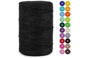 LEREATI Cuerda de Yute 2mm x 200m, Hilo de Yute Cuerda Yute Natural, Cordel Fina Cuerda Huerto, Hilo de Cañamo para Floristería Manualidades Jardín Envolver Regalos Decoración Navideña (Negro)