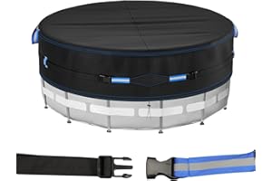 BLYEMICHDI 12Ft Round Pool Cover,Solar Covers for Above Ground Pools, Inground Swimming Pool Cover Protector with Anti-slip tape,365×45CM Winter Hot Tub Cover for Waterproof and Dustproof