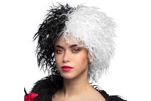 Boland 86035 - Perruque pour adultes, perruque femme noire et blanche pour Halloween ou carnaval, perruque femme cheveux courts, accessoires pour costumes