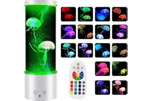 Soarling Lampe méduse, Lampe Meduse avec 17 couleurs RVB Changeantes et 4 Modes de couleurs, Relaxante Lampes Lumineuse aquarium avec Télécommande pour Noël Salon,Bureau, blanc