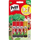 Pritt Stick Original Glue Bar for Crafts, 4 x 11g | For Paper/Cardboard/Cardboard/Labels/Photos, 97% Natural Ingredients, Was