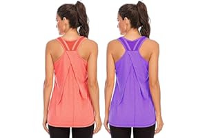 Nekosi Womens Workout Tank Tops Mesh Stitching Yoga Athletic Vest Shirts