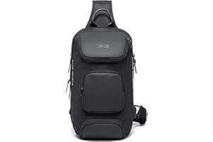 VARLIVOO Fashion Męska torba na ramię Torby na ramię Torba na klatkę piersiową z portem USB Torba podróżna na piesze wycieczki Crossbody Plecak o dużej pojemności Wodoodporny poliestrowy plecak na ramię Czarny