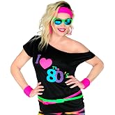 W WIDMANN MILANO Party Fashion - camiseta de los a&ntilde;os 80 para mujer, conjunto disco fever para carnaval, fiesta tem&aacute;tica