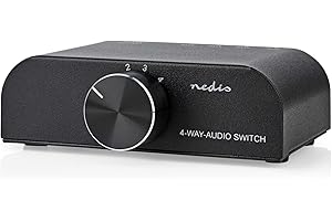 Nedis Analogowy przełącznik audio | 4-portowe porty | przyłącza – wejście: 1 x 3,5 mm wejście audio / 3 x (2 x gniazdo cinch) | przyłącza – wyjście: 1 x (2 x gniazdo cinch) | podręcznik użytkownika |