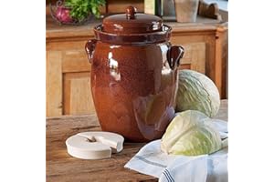 OUTILS ET NATURE Pot à choucroute avec pierres lacto-fermentation traditionnel 5L Marron