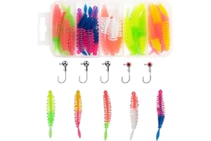 KHDULQ Señuelos Spinning,35 Piezas Anzuelos de Pesca Black Bass Cucharillas Blandos Siluro Paquetes Micro Bandas Artificial Piezas Kits Accesorios,Aplicable como Ríos Arroyos Lagos Estanques