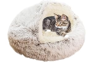XIEMINLE Beruhigendes Katzenbett, Haustierkissen, Sofa, Anti-Angst, Katzensofa, waschbares Katzennest, Donut-Kuschelnest, Katzenkissen, Katzenbett Haus für Kätzchen und Welpen, Hunde, 40 cm, Kaffee