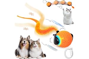DAMIGHT Katzenspielzeug Elektrisch Katzenball, Interaktives Katzenspielzeug Ball, Automatischer 360 Grad Rollball Hundespielzeug mit LED-Licht, USB Wiederaufladbarer Power Katzenball für Katzen Hund (A)