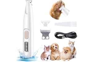 GLAUSTALOS Cortadora de Pelo para Mascotas, Afeitadora de Pelo para Perros y Gatos Recargable con Luz LED, IPX4 Impermeable Cortapelos Perros Silencioso Cortapelos para Perros Gatos Patas Orejas Ojos Cara (F5)